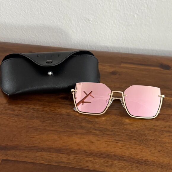 DIFF - Analise Sunglasses in Brushed Gold Frames & Polarized Taupe Mirrored Lens